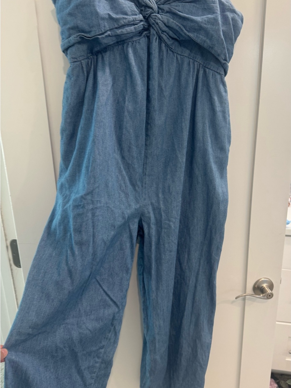 Old Navy Light Blue Chambray Knot-Front Jumpsuit - Picture 5 of 7